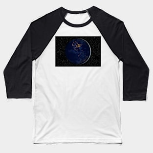 Planet Earth during the night against dark starry sky Baseball T-Shirt